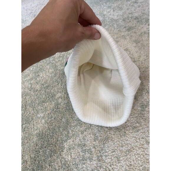 Teddy Fresh Beanie Official Hat Pastel Striped One Size White Knit Winter - Picture 5 of 5